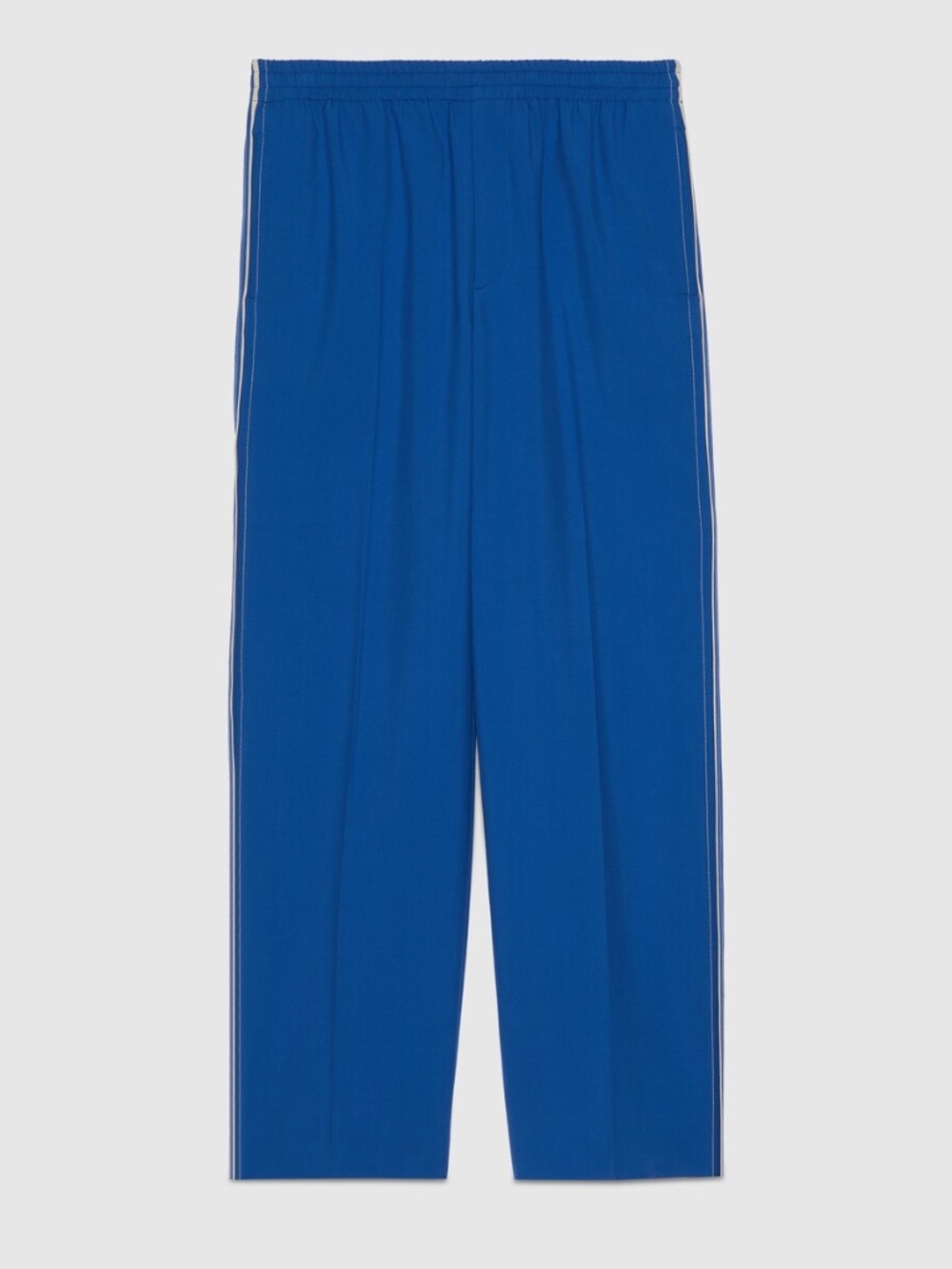 size 54 XXL Gucci Wool Mohair Pants Blue Interlocking G white stipe